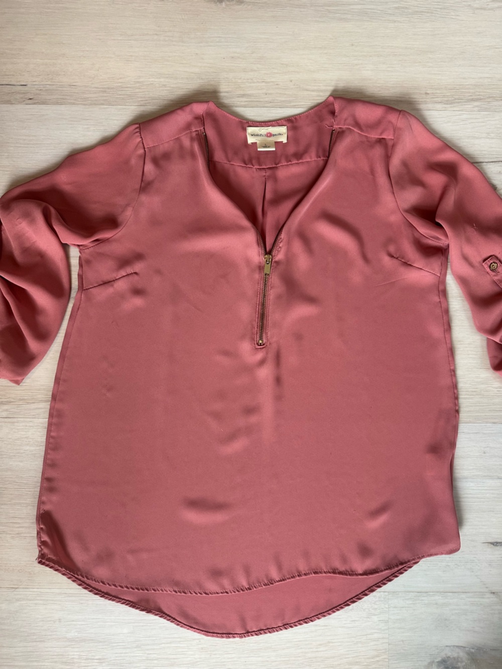 Dusty Rose Blouse with Back Zip